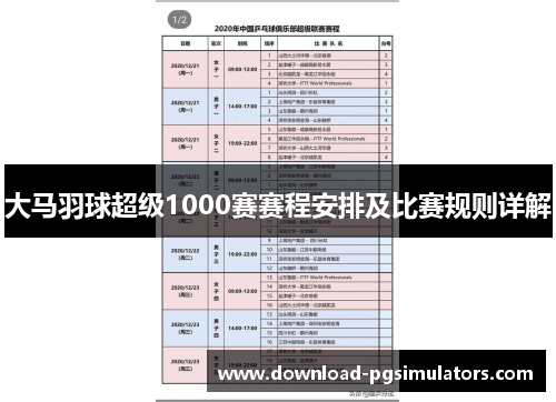 大马羽球超级1000赛赛程安排及比赛规则详解